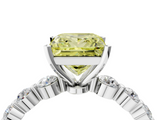 White gold Fancy Yellow Princess  Solitaire Diamond Ring with Pave Band and Four-Prong Setting_4