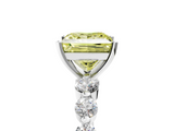 White gold Fancy Yellow Princess  Solitaire Diamond Ring with Pave Band and Four-Prong Setting_5