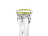 White gold Fancy Yellow Princess  Solitaire Diamond Ring with Pave Band and Six-Prong Setting_91