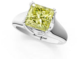 White gold Fancy Yellow Princess  Solitaire Diamond Ring with Six-Prong Cathedral Setting_33