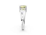 White gold Fancy Yellow Princess  Solitaire Diamond Ring with Six-Prong Cathedral Setting_34