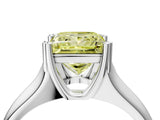 White gold Fancy Yellow Princess  Solitaire Diamond Ring with Six-Prong Cathedral Setting_36
