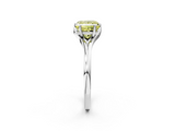 White gold Fancy Yellow Princess  Solitaire Diamond Ring with Six-Prong Setting and Tapered Band_2