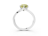 White gold Fancy Yellow Princess  Solitaire Diamond Ring with Six-Prong Setting and Tapered Band_3