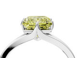 White gold Fancy Yellow Princess  Solitaire Diamond Ring with Six-Prong Setting and Tapered Band_4