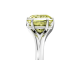 White gold Fancy Yellow Princess  Solitaire Diamond Ring with Six-Prong Setting and Tapered Band_5