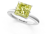 White gold Fancy Yellow Princess  Solitaire Diamond Ring with Six-Prong Setting on a Classic Band_1