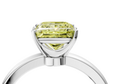 White gold Fancy Yellow Princess  Solitaire Diamond Ring with Six-Prong Setting on a Classic Band_4