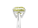 White gold Fancy Yellow Princess  Solitaire Diamond Ring with Split Shank and Four-Prong Setting_5