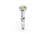 White gold Fancy Yellow Princess  Solitaire Diamond Ring with Split Shank and Prong Setting_19