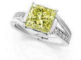 White gold Fancy Yellow Princess  Solitaire Diamond Ring with Split Shank and Prong Setting_19