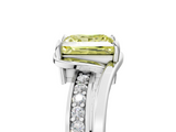 White gold Fancy Yellow Princess  Solitaire Diamond Ring with Split Shank and Prong Setting_23