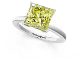 White gold Fancy Yellow Princess  Solitaire Diamond Ring with Thin Band and Four-Prong Setting_13