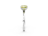 White gold Fancy Yellow Princess  Solitaire Diamond Ring with Thin Band and Four-Prong Setting_2