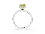 White gold Fancy Yellow Princess  Solitaire Diamond Ring with Thin Band and Four-Prong Setting_3