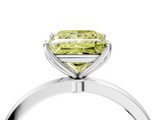 White gold Fancy Yellow Princess  Solitaire Diamond Ring with Thin Band and Four-Prong Setting_4