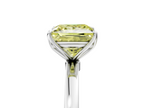 White gold Fancy Yellow Princess  Solitaire Diamond Ring with Thin Band and Four-Prong Setting_5