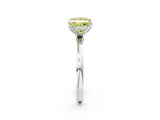 White gold Fancy Yellow Princess  Solitaire Diamond Ring with Thin Band and Four-Prong Setting_62