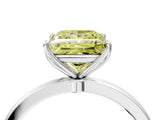 White gold Fancy Yellow Princess  Solitaire Diamond Ring with Thin Band and Four-Prong Setting_64