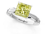 White gold Fancy Yellow Princess  Solitaire Diamond Twisted Band with Four-Prong Setting_1