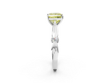 White gold Fancy Yellow Princess  Solitaire Diamond Twisted Band with Four-Prong Setting_2