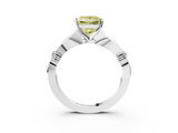 White gold Fancy Yellow Princess  Solitaire Diamond Twisted Band with Four-Prong Setting_3