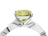 White gold Fancy Yellow Princess  Solitaire Diamond Twisted Band with Four-Prong Setting_4