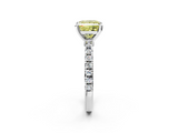 White gold Fancy Yellow Princess  Solitaire Diamond with Pavé Band and Four-Prong Setting_2
