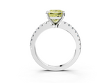 White gold Fancy Yellow Princess  Solitaire Diamond with Pavé Band and Four-Prong Setting_3