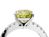 White gold Fancy Yellow Princess  Solitaire Diamond with Pavé Band and Four-Prong Setting_4