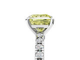 White gold Fancy Yellow Princess  Solitaire Diamond with Pavé Band and Four-Prong Setting_5