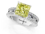 White gold Fancy Yellow Princess  Solitaire Diamond with Pave and Channel Set Band_1