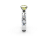 White gold Fancy Yellow Princess  Solitaire Diamond with Pave and Channel Set Band_2