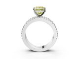 White gold Fancy Yellow Princess  Solitaire Diamond with Pave and Channel Set Band_3