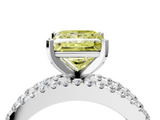White gold Fancy Yellow Princess  Solitaire Diamond with Pave and Channel Set Band_4