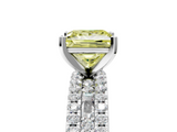 White gold Fancy Yellow Princess  Solitaire Diamond with Pave and Channel Set Band_5