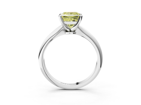 White gold Fancy Yellow Princess  Solitaire Engagement Ring with Classic Band and Four-Prong Setting_3