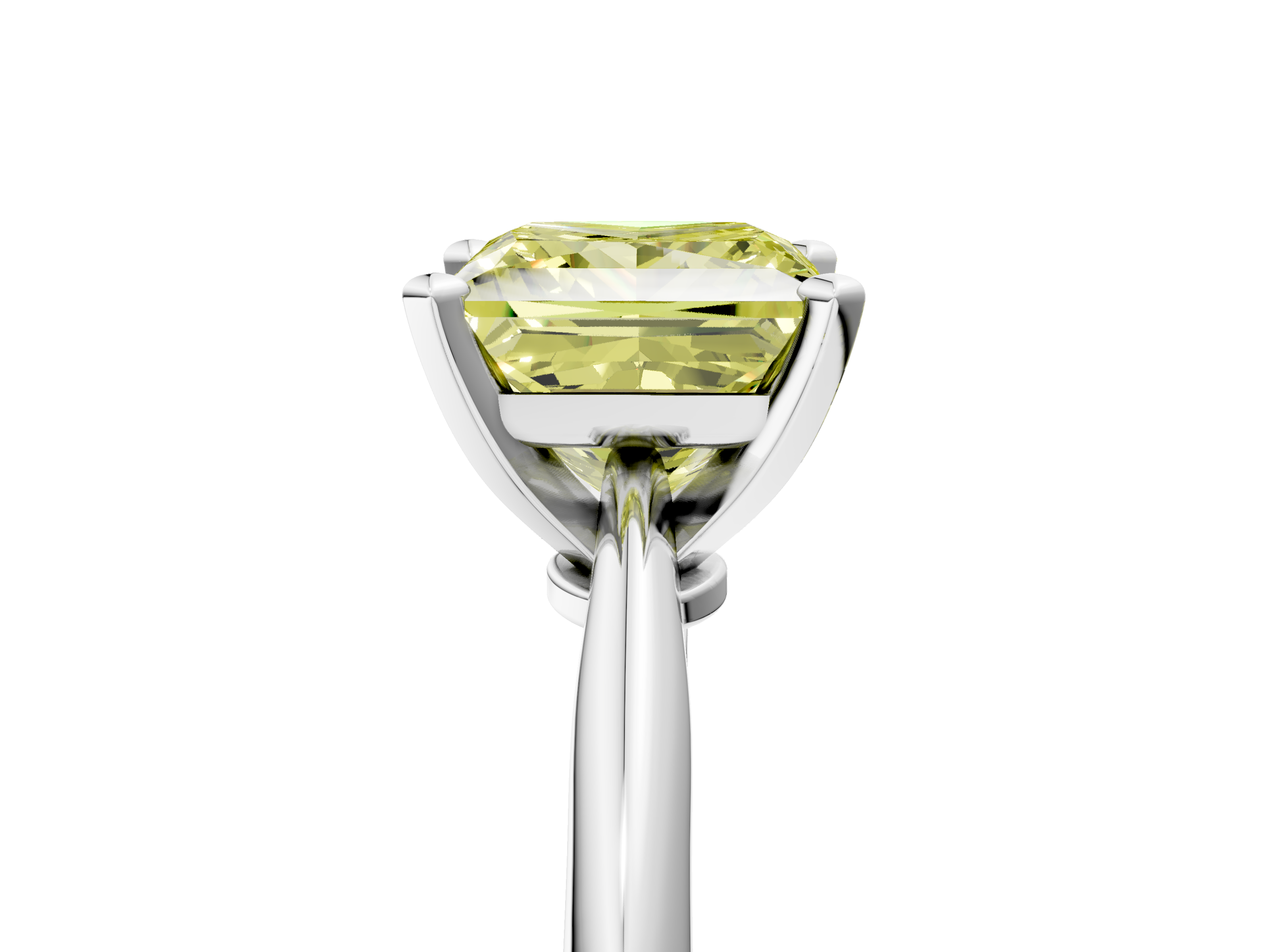 White gold Fancy Yellow Princess  Solitaire Engagement Ring with Classic Band and Four-Prong Setting_5