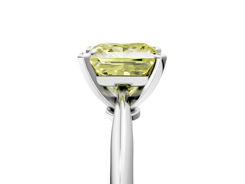 White gold Fancy Yellow Princess  Solitaire Engagement Ring with Classic Band and Four-Prong Setting_5