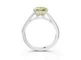 White gold Fancy Yellow Princess  Solitaire Engagement Ring with Four-Prong Setting and Classic Band 3