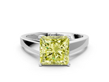 White gold Fancy Yellow Princess  Solitaire Engagement Ring with Four-Prong Setting and Tapered Band_3