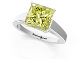 White gold Fancy Yellow Princess  Solitaire Engagement Ring with Four-Prong Setting and Tapered Band_4