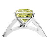 White gold Fancy Yellow Princess  Solitaire Engagement Ring with Four-Prong Setting and Tapered Band_7