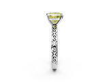 White gold Fancy Yellow Princess  Solitaire Engagement Ring with Scrollwork Band and Four-Prong Setting_2