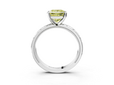 White gold Fancy Yellow Princess  Solitaire Engagement Ring with Scrollwork Band and Four-Prong Setting_3
