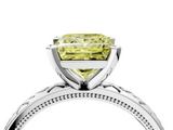 White gold Fancy Yellow Princess  Solitaire Engagement Ring with Scrollwork Band and Four-Prong Setting_4