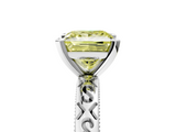 White gold Fancy Yellow Princess  Solitaire Engagement Ring with Scrollwork Band and Four-Prong Setting_5