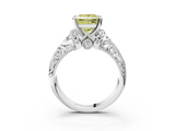 White gold Fancy Yellow Princess  Solitaire Filigree Engagement Ring with Halo and Prong Setting_3