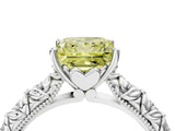 White gold Fancy Yellow Princess  Solitaire Floral Milgrain Engagement Ring_53