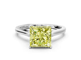 White gold Fancy Yellow Princess  Solitaire Heart Prong Engagement Ring with Tapered Band_105